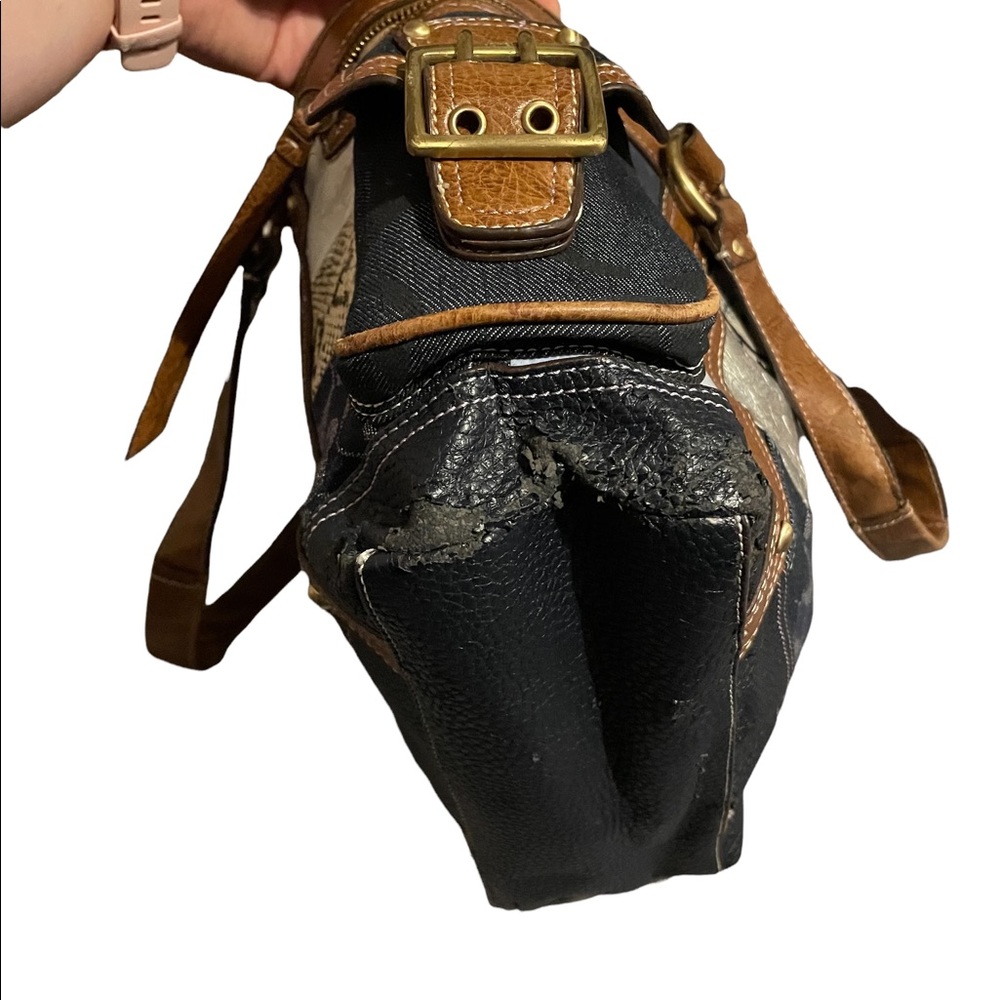 Coach Distressed Leather Denim Signature Patchwork Gigi Tote Bag - Picture 8 of 8